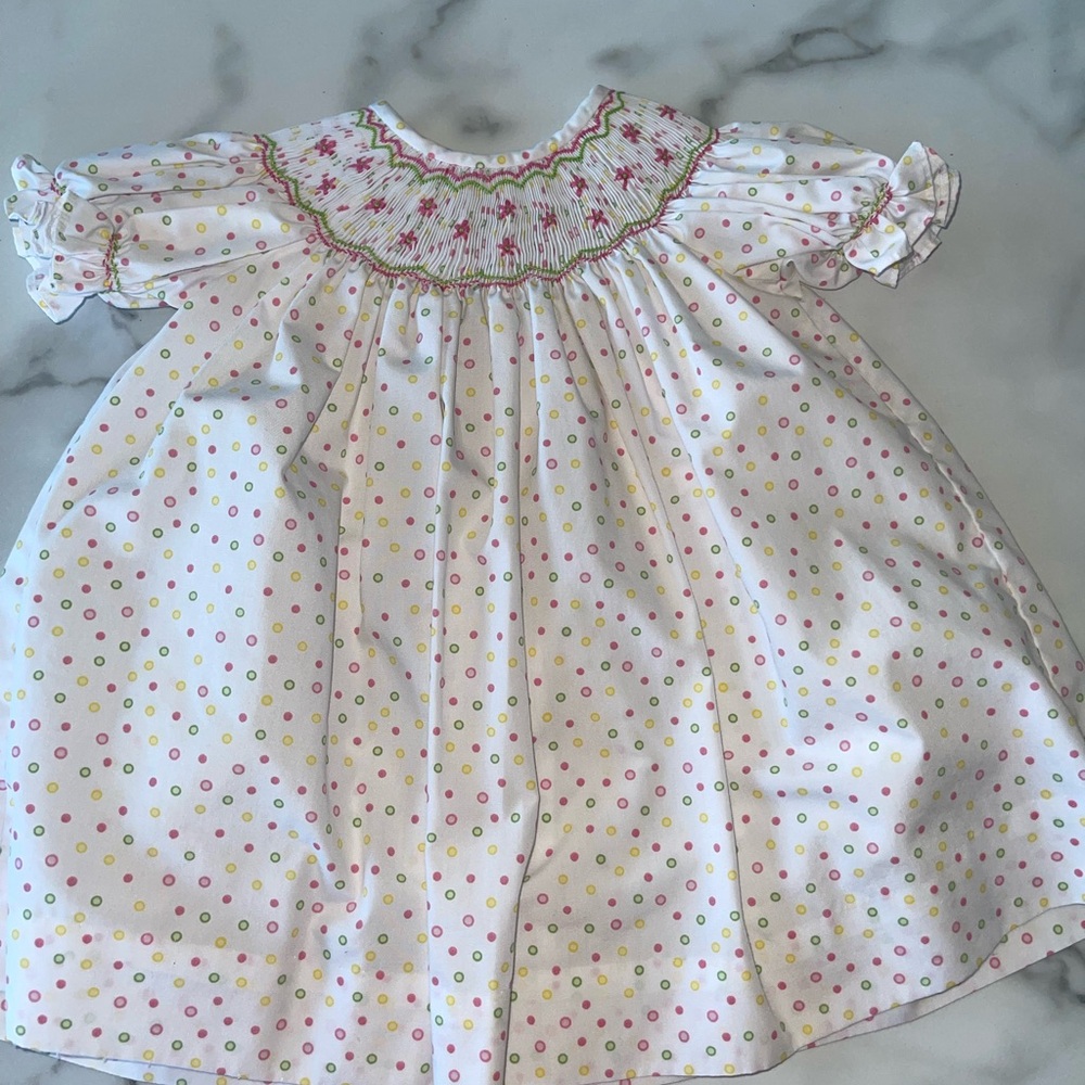 Polka Dot Smocked Kids Dress